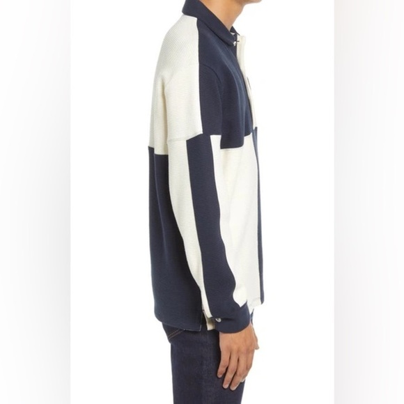 Ted Baker Waffle Knit Panelled Polo Shirt in Navy - Picture 6 of 16